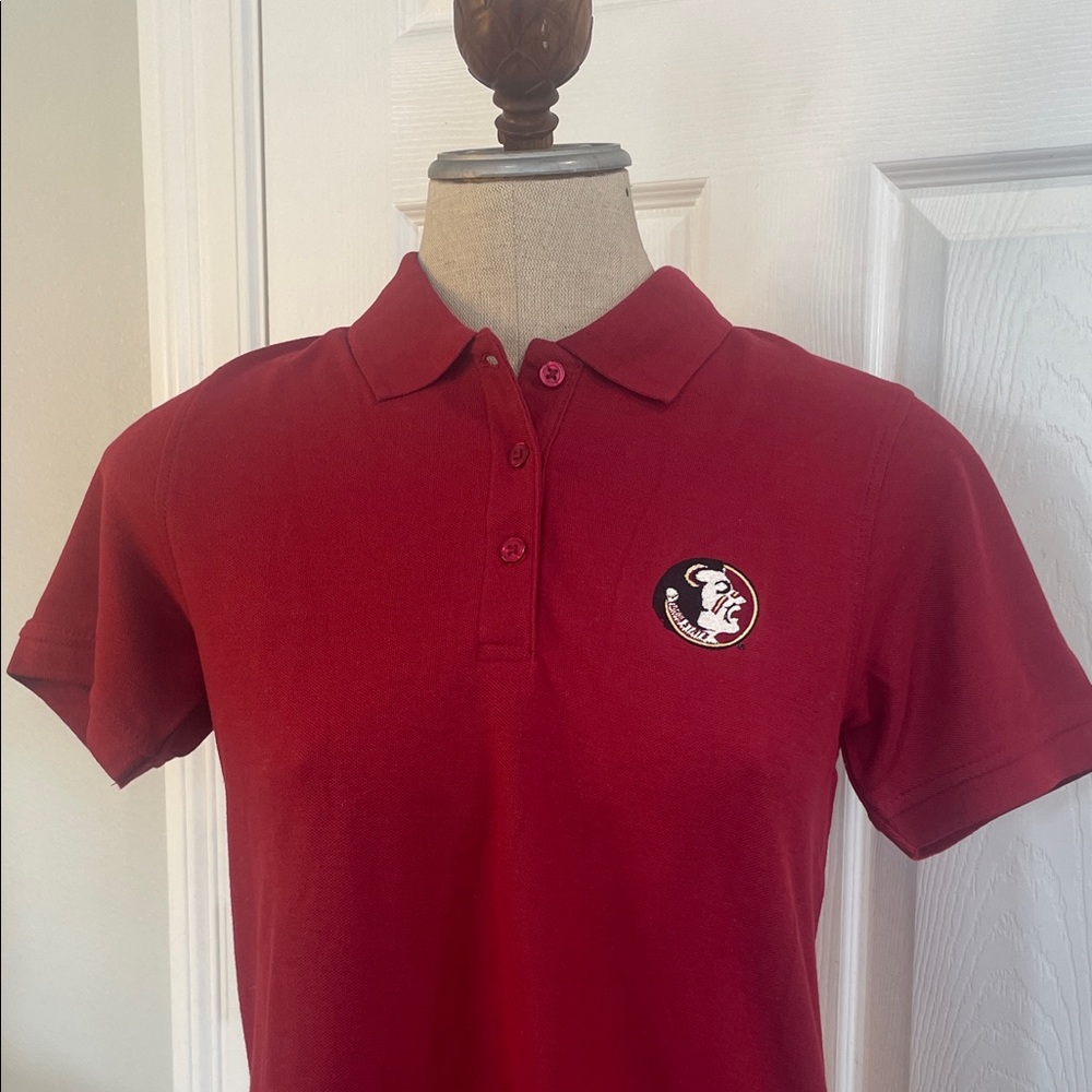 FSU Florida State University short sleeve Red Polo Shirt with Logo size S nwts - Picture 2 of 10